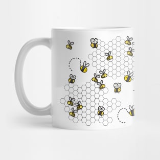 Cute bees flying around Honeycomb Mug